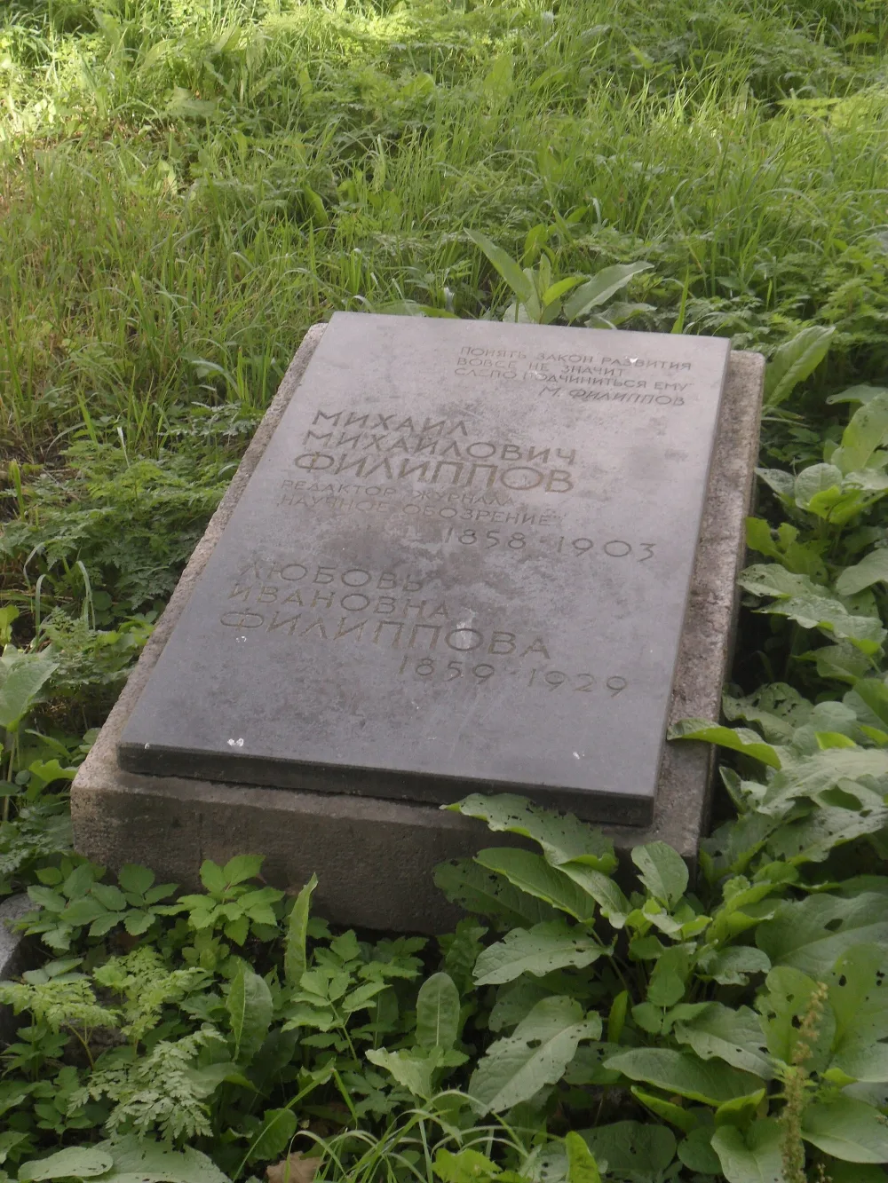 Могила М.М. Филиппова (1858-1903), редактора журнала «Научное обозрение»