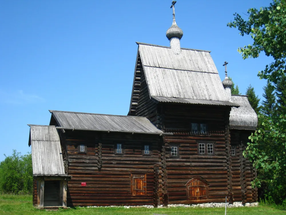 Церковь Богородицкая (Рождества Пресвятой Богородицы) из села Тохтарево Суксунского рвйона (деревянная) (Хохловка)