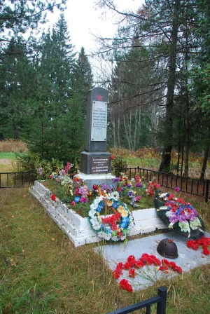 Памятник-обелиск героям-пионерам М. Кротову, А. Купше, Н. Рыжову, погибшим от рук фашистов в 1942 г. близ этой деревни за связь с партизанами (Костуя)