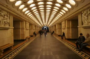 Перронный зал станции метро Электрозаводская