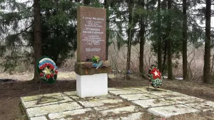 Памятник-стела герою Великой Отечественной войны, руководителю антифашистского интернационального комитета в г. Лейпциге в 1943-1944 гг. Н.В. Румянцеву, жившему в этой деревне и погибшему в фашистском концлагере в 1944 г.